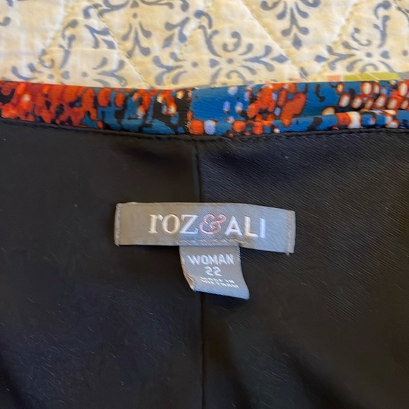 ROZ & ALI- long sleeved Rust/orange/blue/black/cream Faux Wrap Dress. EUC. - Picture 8 of 8